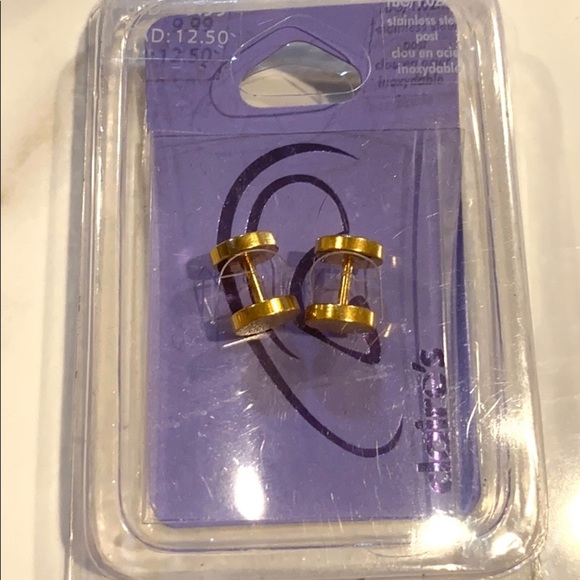 Claire’s 18G Gold Textured Faux Ear Plugs, NIB - Picture 3 of 8
